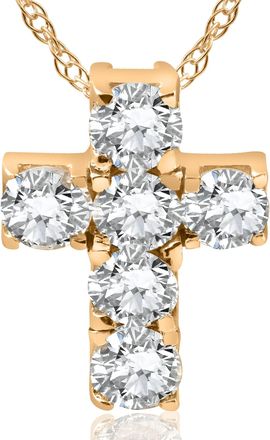 Pompeii3 1ct Diamond Cross Pendant 14K Yellow Gold 1/2 Tall