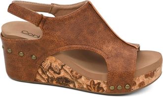 Corkys Footwear Womens Carley Wedge Sandal In Cognac Tumbled
