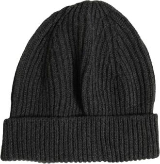 Dolce & Gabbana Geribbelde gebreide muts - Heren - Accessoires - Grijs - Maat: ONE Size Wol