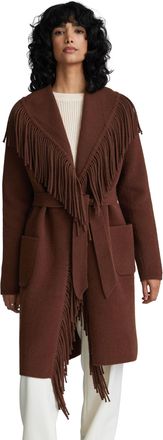 NVLT Womens Mink Eyelash Fringe Coatigan