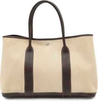 Herm&egrave;s Brown Natural Toile H Shoulder Bag Tote Bag (Pre-Owned)