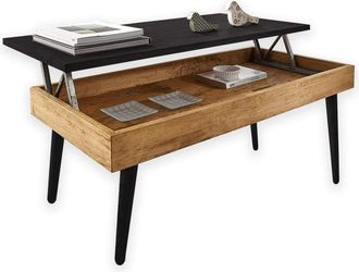HOGAR 24 Mesa de centro elevable con cajón, madera maciza pino 100% natural