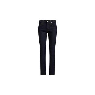 Ralph Lauren Jeans, Dames, Blauw, W26, Katoen, High-Rise Slim-Straight Jeans