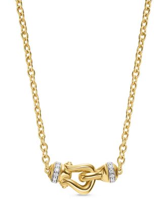 David Yurman 18K yellow gold Petite Buckle diamond necklace - women - 18kt Yellow Gold/Diamond - 43