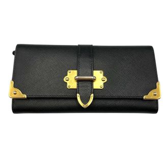 Prada Black Leather Long Wallet (Bi-Fold) (Pre-Owned)
