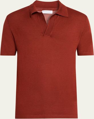 Gabriela Hearst Mens Stendhal Cashmere Silk Short-Sleeve Polo Shirt