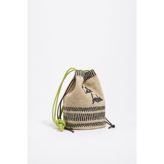 Bimba & Lola Medium Raffia Bucket Bag in Natural at Nordstrom