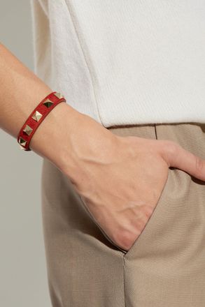 Valentino Garavani Suede Bracelet With Studs, Womens, Red