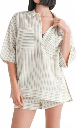 Emory Park Campbell Stripe Oversized Tunic Top In Beige