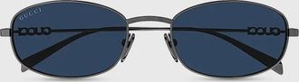 Gucci Block 54mm Oval Metal Sunglasses