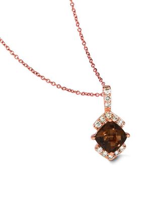 Le Vian 14K Strawberry Gold 1.59 Ct. Tw. Diamond & Smoky Quartz Pendant Necklace