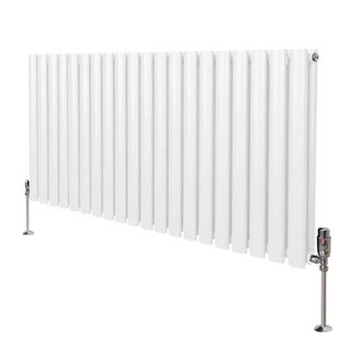 MonsterShop Oval Column Radiator & Valves - 600mm x 1200mm - White