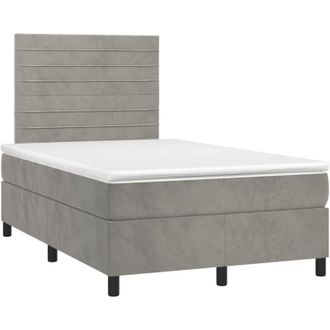 vidaXL Cama Box Spring Colch&oacute;n Y Led Terciopelo Gris Claro 120x190 Cm Vidaxl