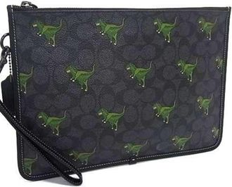 Coach Signature Black Pvc Leather Pouch (Pre-Owned)