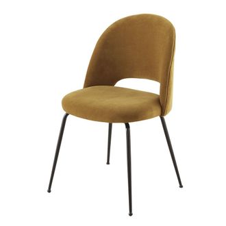 Maisons du monde Silla de terciopelo ocre y acero negro