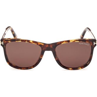Tom Ford 53mm Square Sunglasses in Vintage Havana /T Logo at Nordstrom Rack