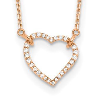 Diamond2Deal 14k Gold 1/5 Ct Lab Grown Diamond Heart Pendant Necklace 18 Clarity VS, Color D-E