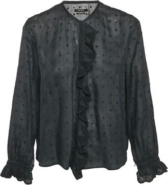 Isabel Marant Ramie blouse met borduurwerk - Grijs