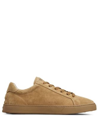 Tod's Brown Logo Print Suede Sneakers