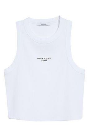 Givenchy Crop Racerback Tank in White at Nordstrom, Size X-Small