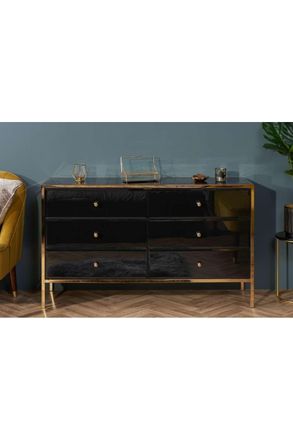 Birlea Fenwick 6 Drawer Chest Black & Gold