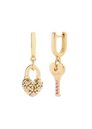 Coach Heart Padlock and key Earrings - Gold - One Size