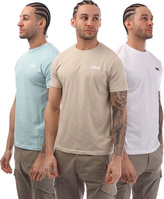 Nicce London Heren Krylbo T-Shirt (Pak van 3) (Blauw/Beige/Wit)