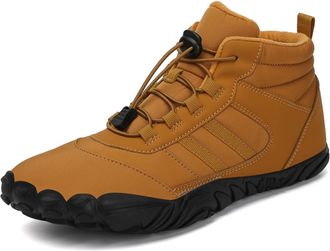 Generic Mens and Womens Barefoot Hiking Boots Winter Warm Fur Lined Outdoor Snow Cold Boot with Wide Toe Box Minimalist Five-Finger Sneakers Brown
