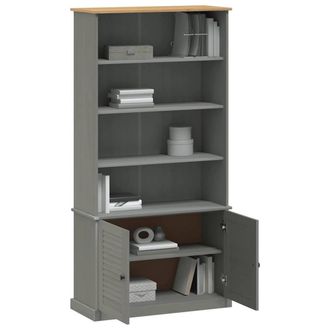 Berkfield Home Beautiful Bookcase VIGO Grey 85x35x170 cm Solid Wood Pine | Size: 85 x 35 x 170 cm