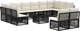 vidaXL Conjunto De Sof&aacute;s De Jard&iacute;n 13 Uds. Negro Rat&aacute;n Sint&eacute;tico Vidaxl
