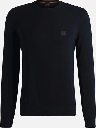HUGO BOSS Mens Kanovano Cashmere-Cotton Crew Neck Navy Jumper - Size: 42