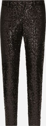 Dolce & Gabbana Classic Tuxedo Pants With Sequins - Man Pants And Shorts Black 44