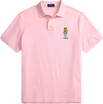 Ralph Lauren Tops, Heren, Roze, S, Katoen, Polo Bear Custom Slim-Fit Piqu&eacute; Poloshirt