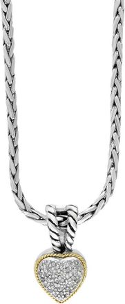 Effy Sterling Silver & 18K Gold Pav&eacute; Diamond Heart Pendant Necklace in Yellow at Nordstrom Rack