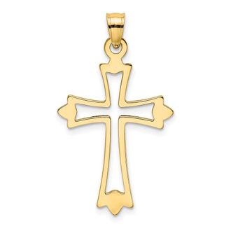 Diamond2Deal 14k Gold Polished and Cut-Out Cross Charm Pendant