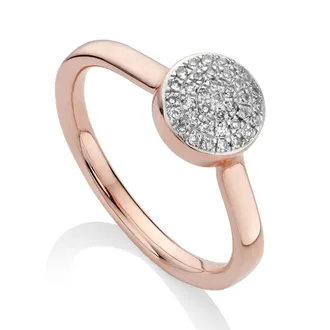 Monica Vinader Fiji Diamond Button Ring, Rose Gold Vermeil on Silver