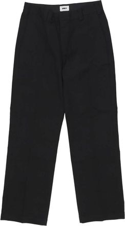 Obey Zwarte Twill Straight Leg Broek - Dames - Straight fit broeken - Zwart - W30 - Katoen - Broeken