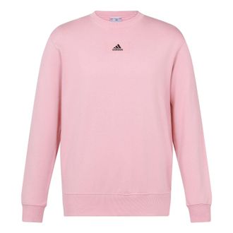 adidas Loose Casual Printing Round Neck Pullover Couple Style Pink HE4349