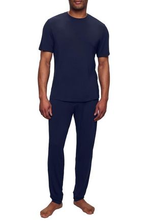 Eberjey Henry Stretch Tencel Modal Short Sleeve Pajamas in Navy at Nordstrom, Size X-Large