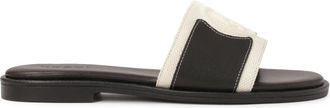 Kazar Platte flip-flops van leer en stof - Dames - Sandalen - Zwart - 38 EU - Leer - Schoenen