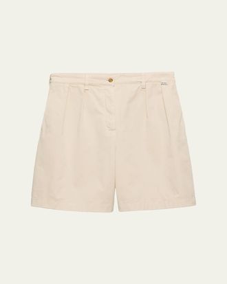 Prada Pleated Cotton Twill Bermuda Shorts