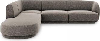 BLOOMINGLOFT 6-Sitzer Design Ecksofa Miley - Chenille Grau