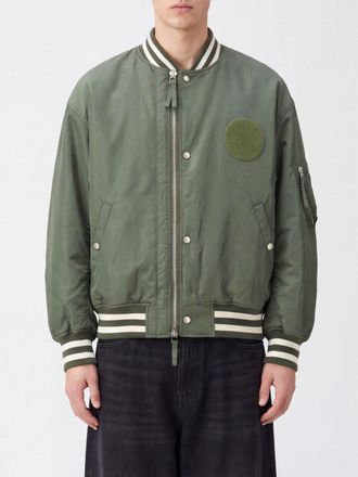 Comme Des Gar&ccedil;ons Bomber in nylon con logo stampato e polsini elasticizzati a righe