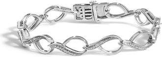 House of Brilliance Sterling Silver 1/10 Cttw Diamond Accent Swirl Link Bracelet