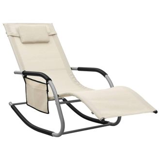 vidaXL Tumbona De Textilene Crema Y Gris Vidaxl