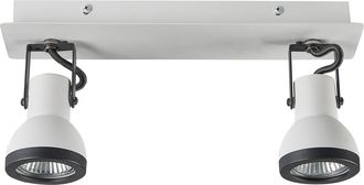 Beliani Conjunto De 2 L&aacute;mparas De Techo De Metal Blanco Negro Brazo Articulado Baro