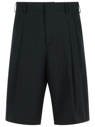 Laneus Black Virgin Wool Bermuda Shorts