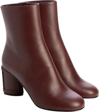 Ferragamo Leather Ankle Boots with Block Heel, Size 7 D