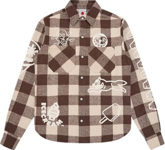 Icecream Multi Logo Check LS Shirt - Heren - Casual Overhemden - Bruin - XL - Katoen - Overhemden