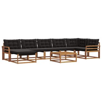 vidaXL Conjunto De Sof&aacute;s De Exterior Con Coj&iacute;n 22 Pcs Natural Y Negro Vidaxl